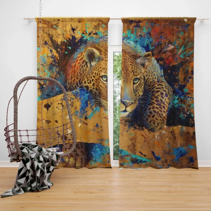 Leopard Artistic Intrigue Feline Elegance Curtain