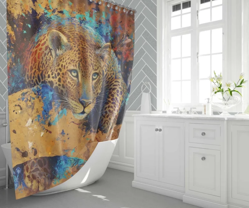 Leopard Artistic Intrigue Feline Elegance Shower Curtain 1