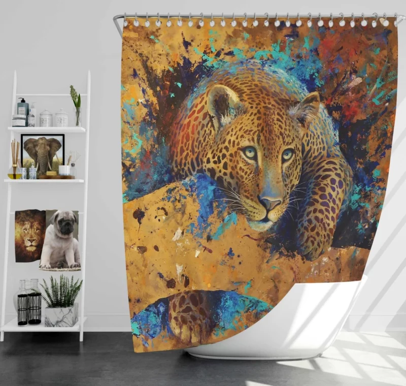 Leopard Artistic Intrigue Feline Elegance Shower Curtain