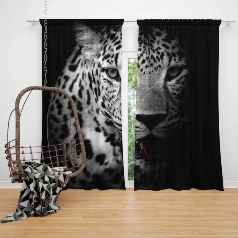 Leopard Intrigue on a Dark Canvas Curtain