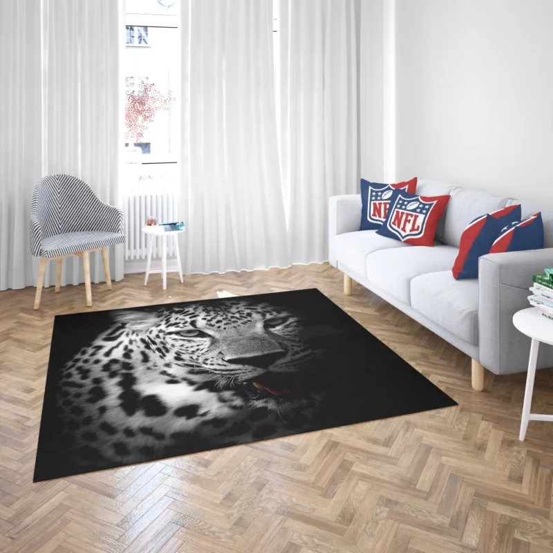 Leopard Intrigue on a Dark Canvas Rug 2