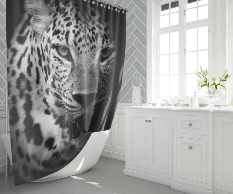 Leopard Intrigue on a Dark Canvas Shower Curtain 1