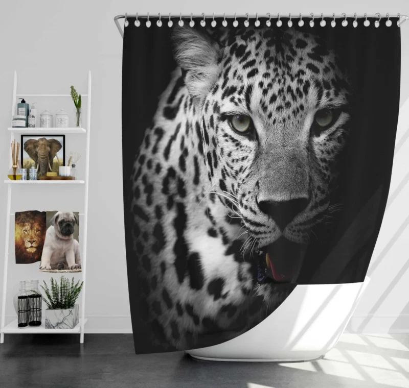 Leopard Intrigue on a Dark Canvas Shower Curtain