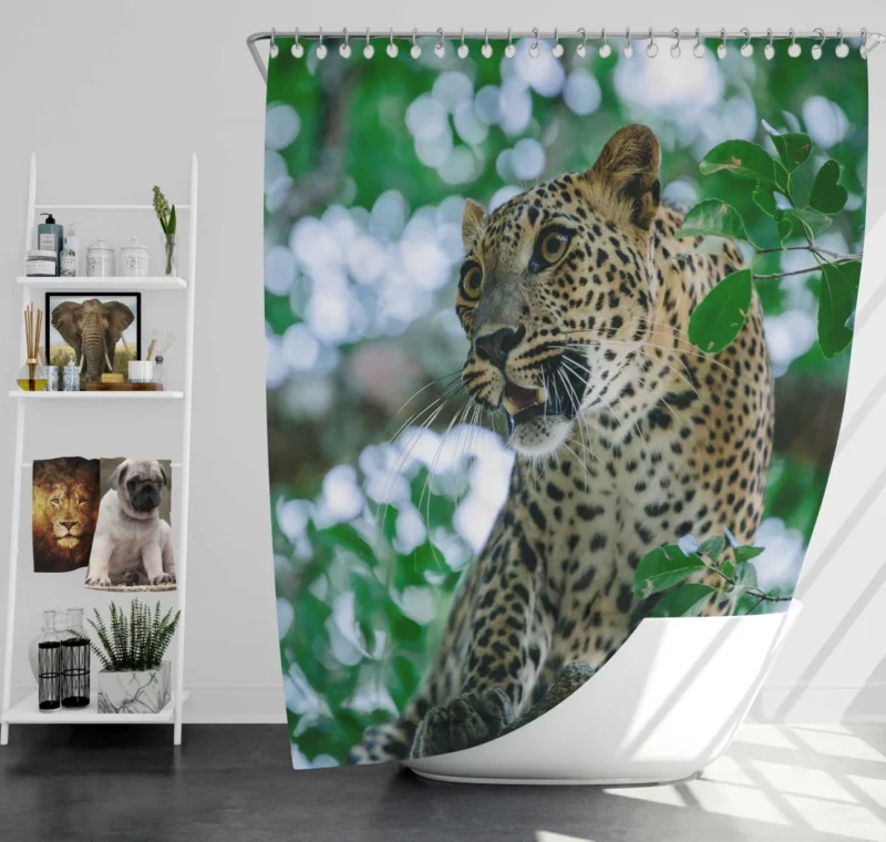 Leopard Mysterious Bokeh Shower Curtain