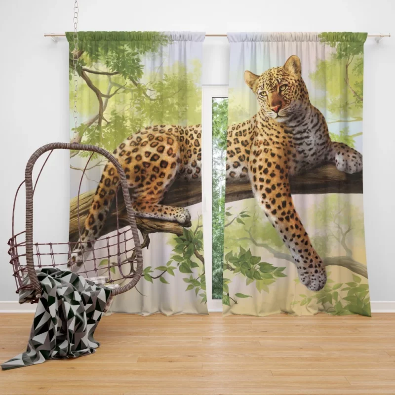 Leopard Mystical Stance Enigmatic Beauty Curtain