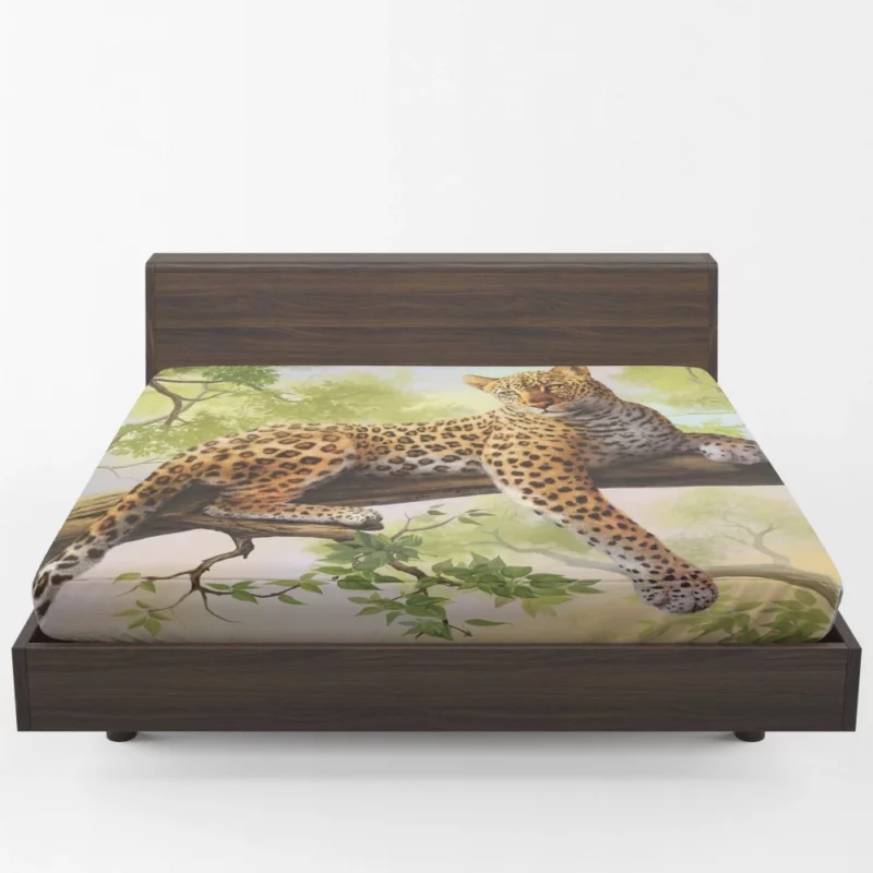 Leopard Mystical Stance Enigmatic Beauty Fitted Sheet