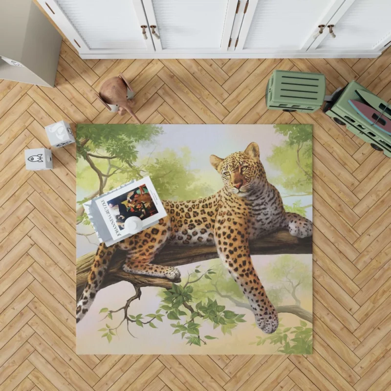 Leopard Mystical Stance Enigmatic Beauty Rug