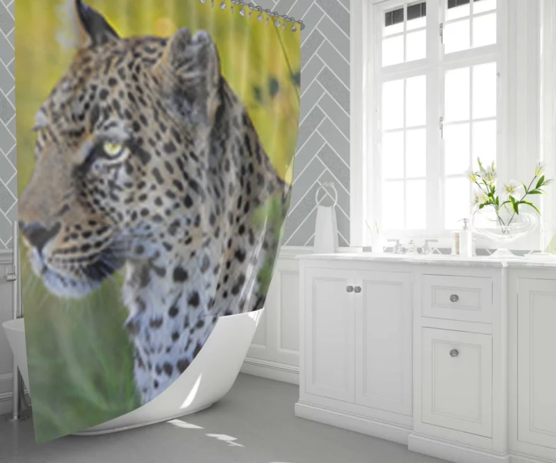 Leopard Stealthy Stance Wild Elegance Shower Curtain 1