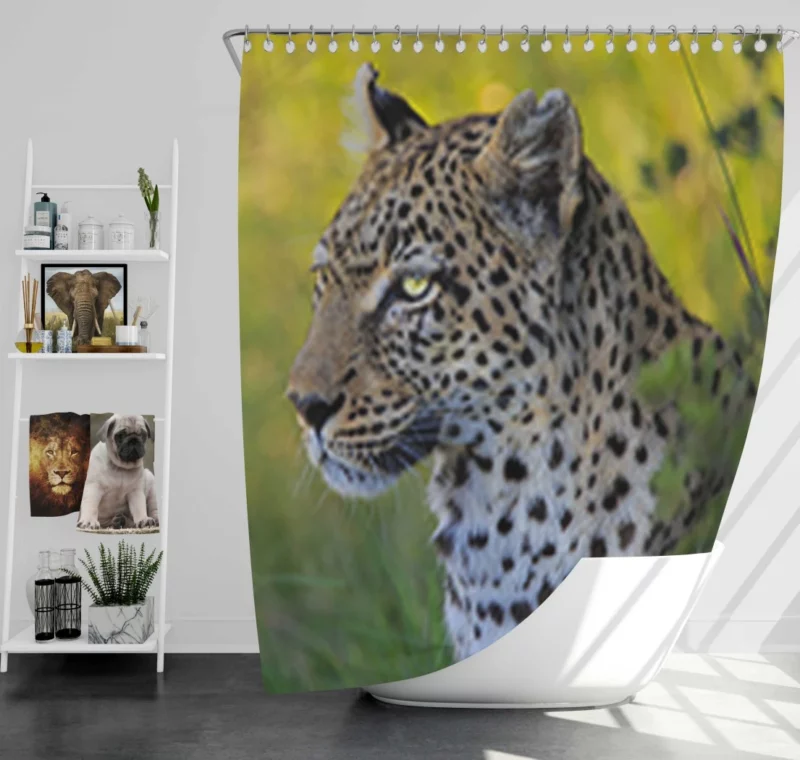 Leopard Stealthy Stance Wild Elegance Shower Curtain