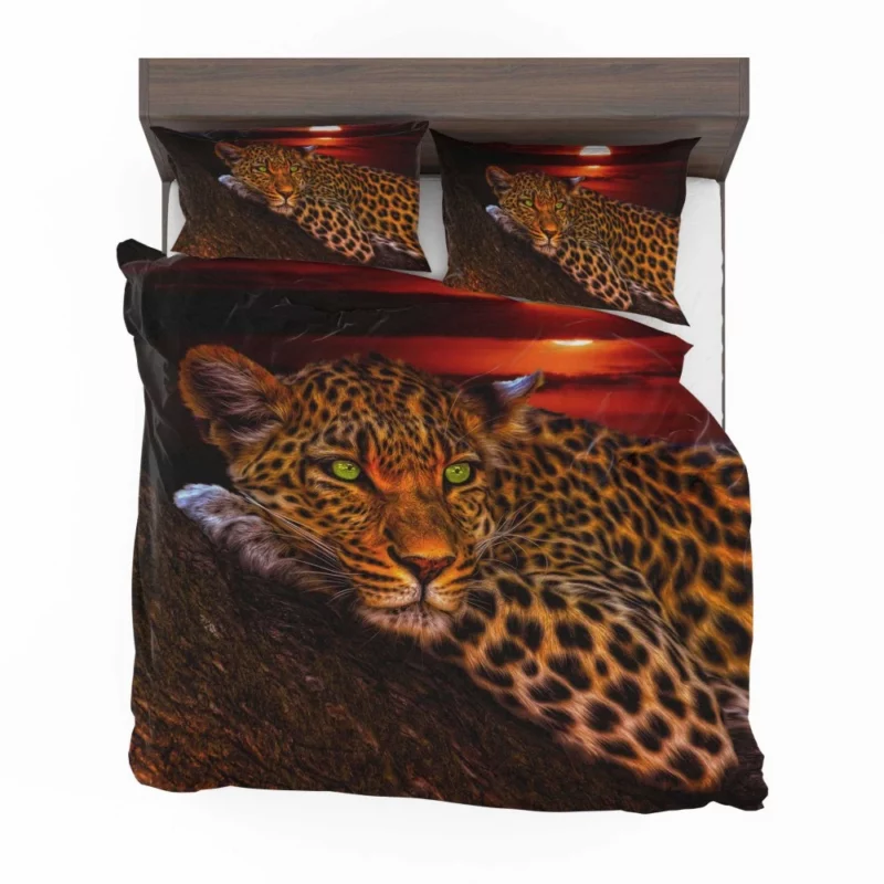 Leopard Tree Perch at Sunset Wilderness Charm Bedding Set 1