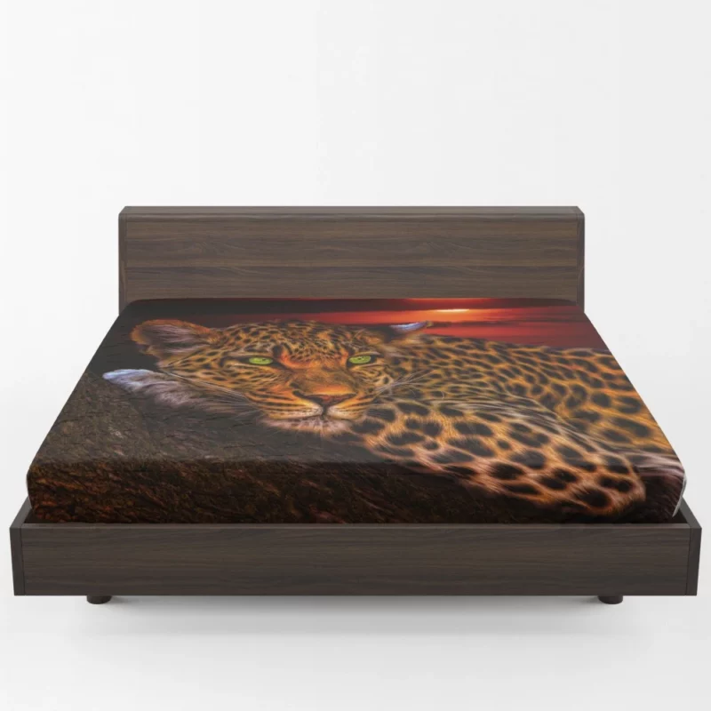 Leopard Tree Perch at Sunset Wilderness Charm Fitted Sheet