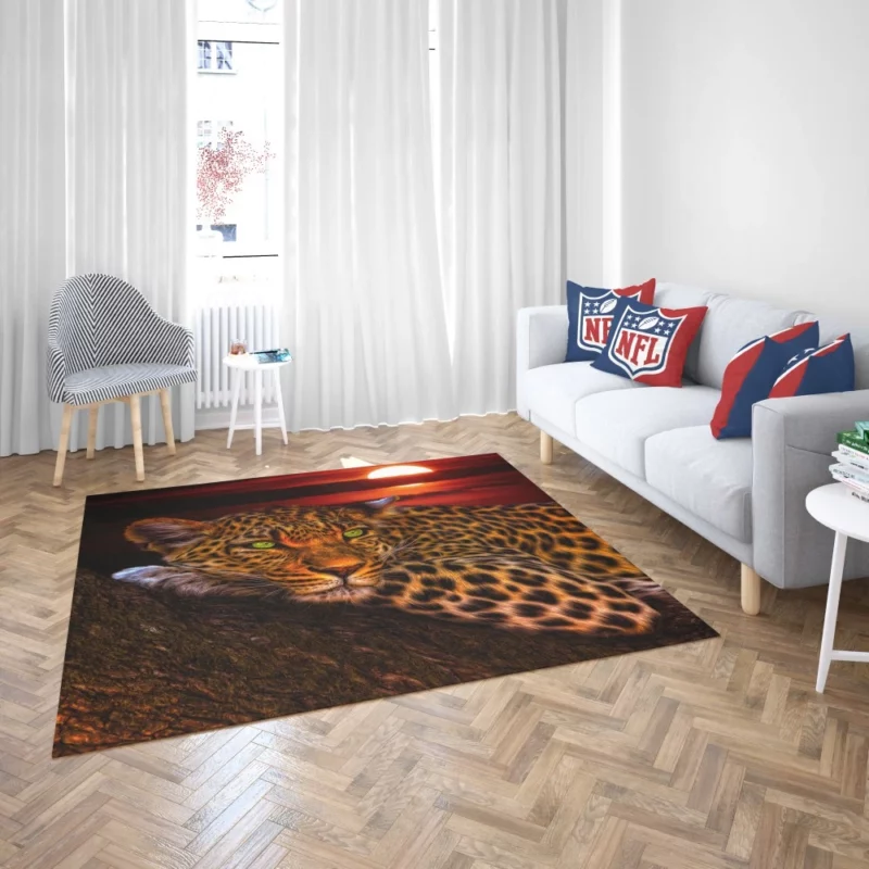 Leopard Tree Perch at Sunset Wilderness Charm Rug 2