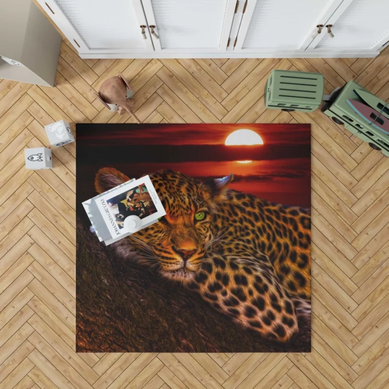 Leopard Tree Perch at Sunset Wilderness Charm Rug