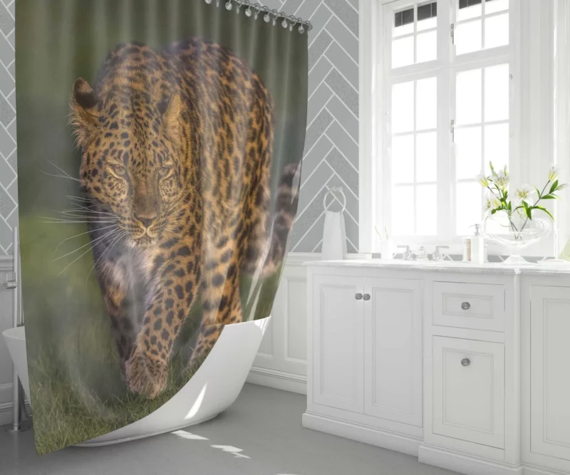 Leopard Untamed Stance Artistic Wilderness Shower Curtain 1