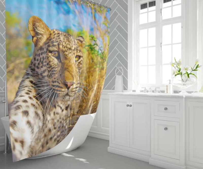 Leopard Urban Selfie City Stroll Shower Curtain 1