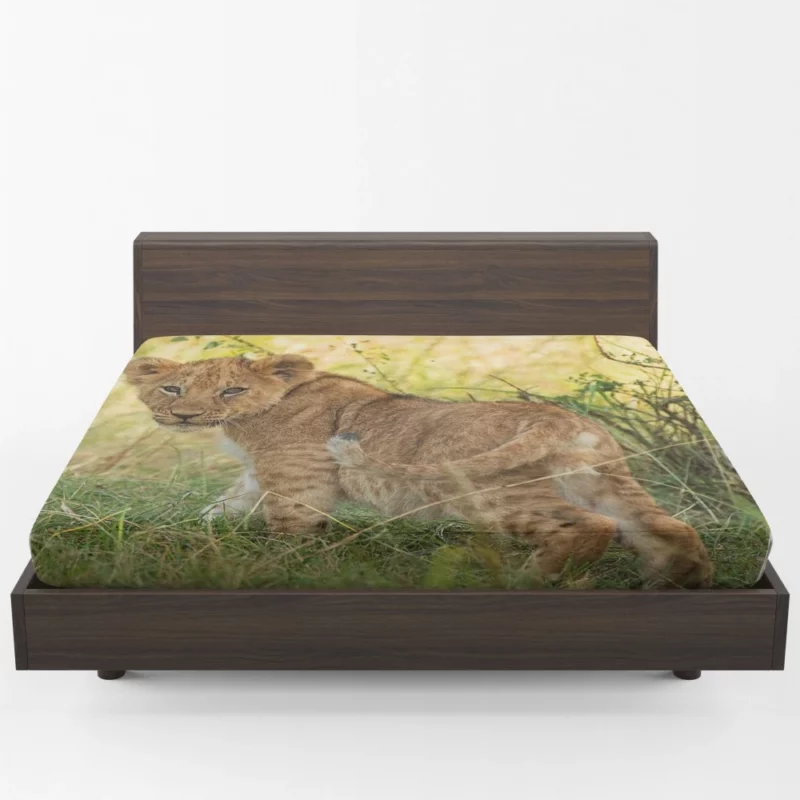 Lion Cub Playful Charm Cute Essence Fitted Sheet