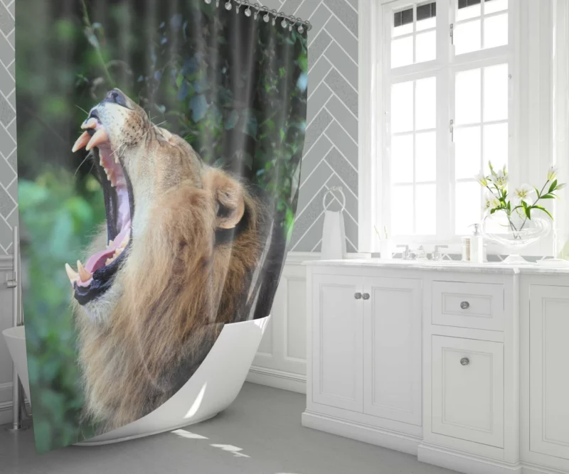 Lion Fierce Gaze Wilderness Majesty Shower Curtain 1