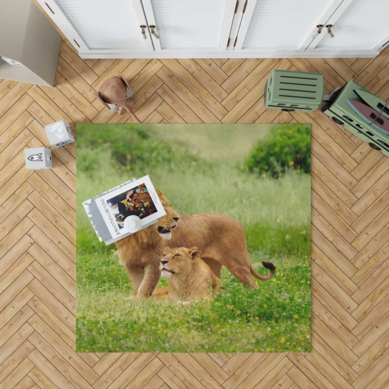 Lion Fierce Roar Ruler of Jungle Rug