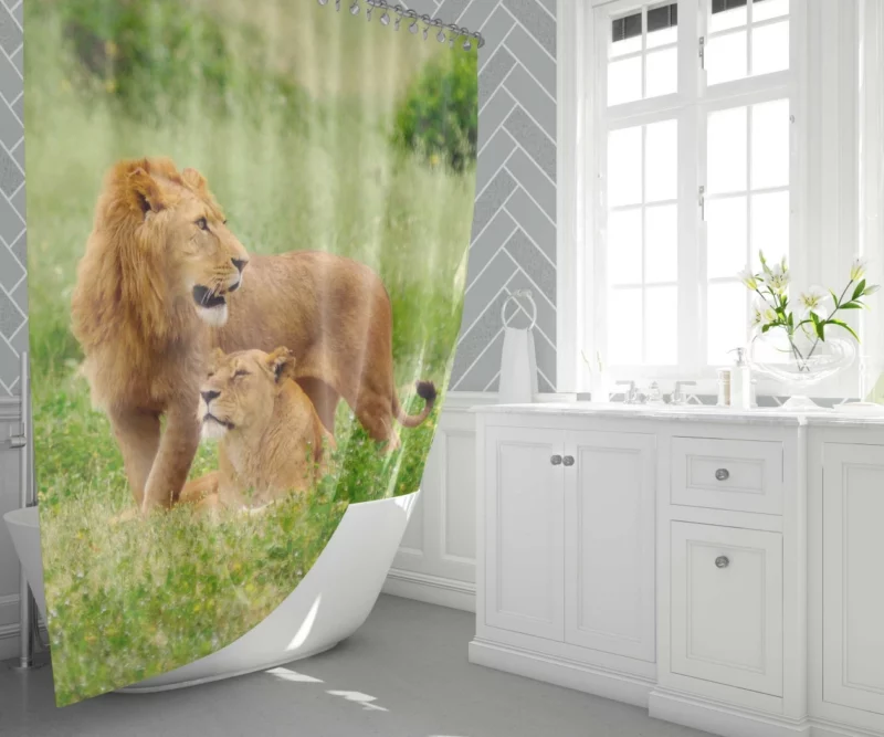 Lion Fierce Roar Ruler of Jungle Shower Curtain 1