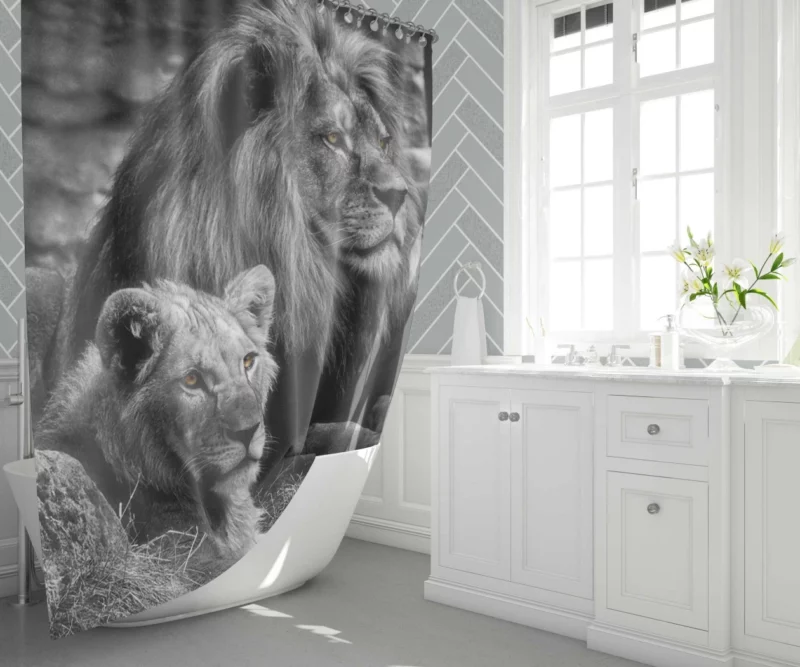 Lion Majestic Pair Kingly Love Shower Curtain 1