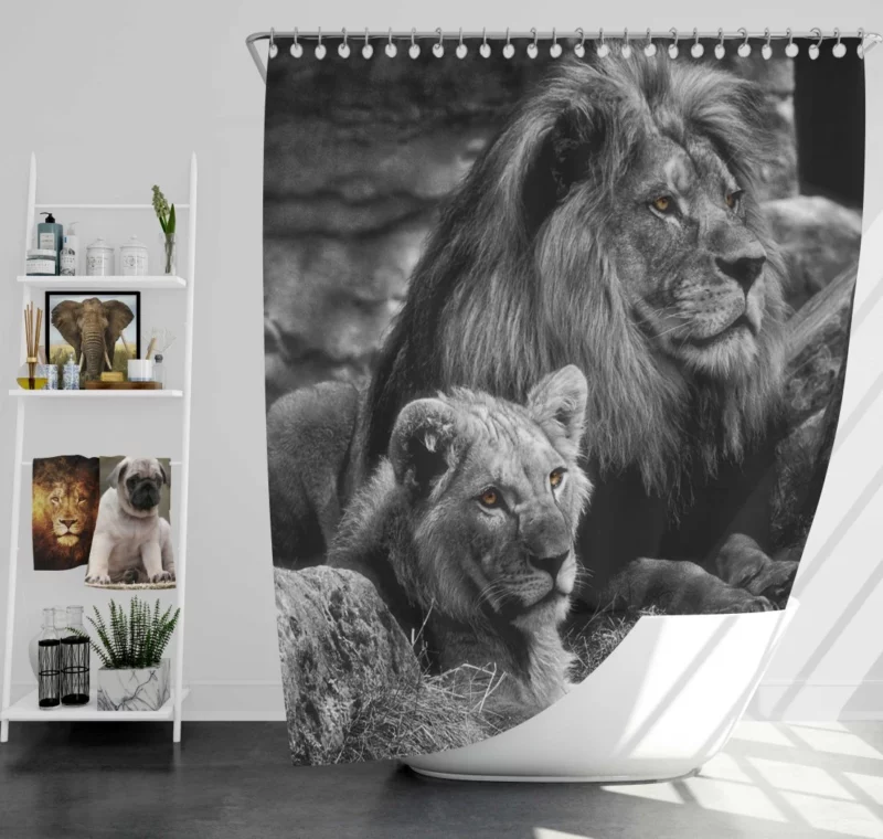 Lion Majestic Pair Kingly Love Shower Curtain