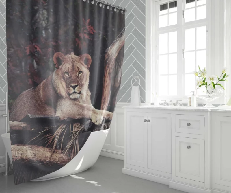 Lion Majesty Roaring Wilderness King Shower Curtain 1