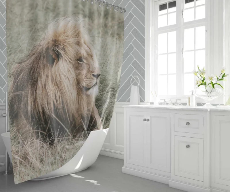 Lion Regal Presence Grassland Majesty Shower Curtain 1