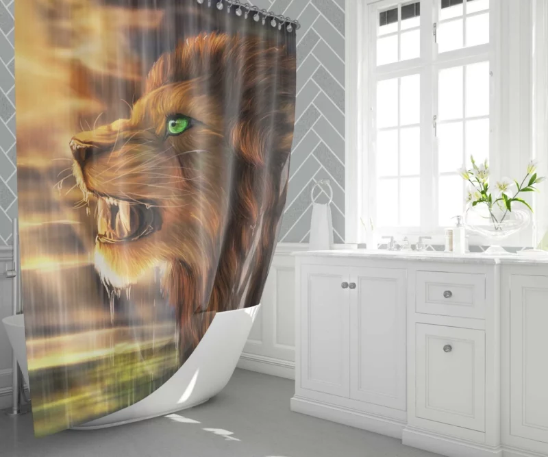 Lion Roar Majesty in Motion Shower Curtain 1