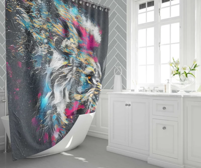 Lion Roar in Wilderness Shower Curtain 1