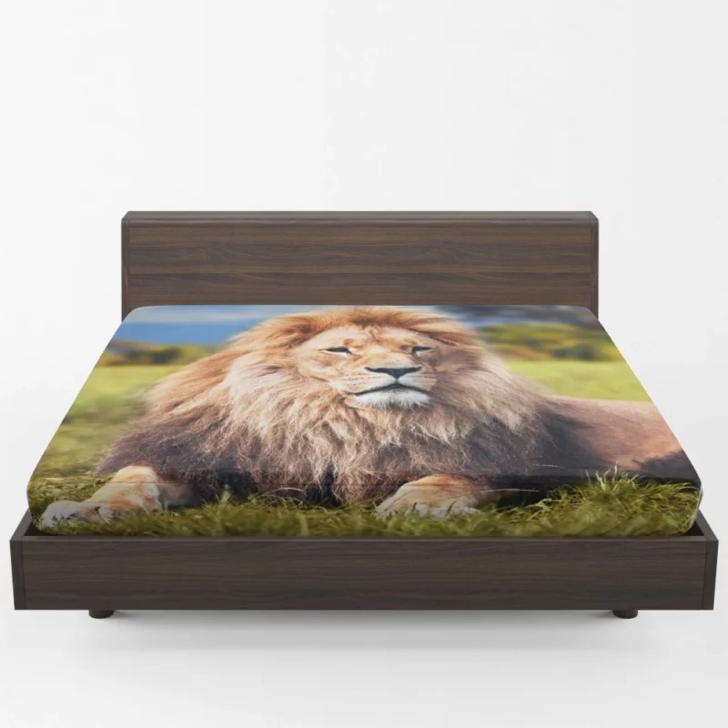 Lion Sentinel Watchful Wilderness Guardian Fitted Sheet