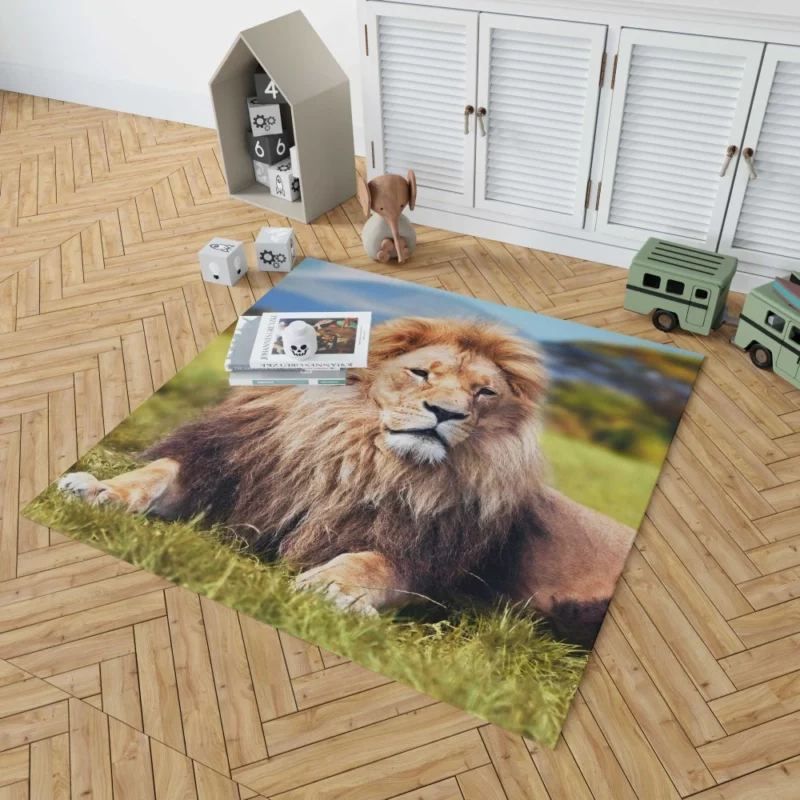 Lion Sentinel Watchful Wilderness Guardian Rug 1