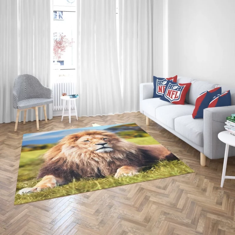 Lion Sentinel Watchful Wilderness Guardian Rug 2