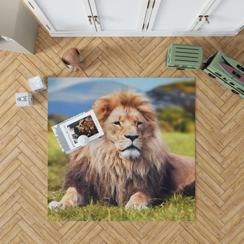 Lion Sentinel Watchful Wilderness Guardian Rug