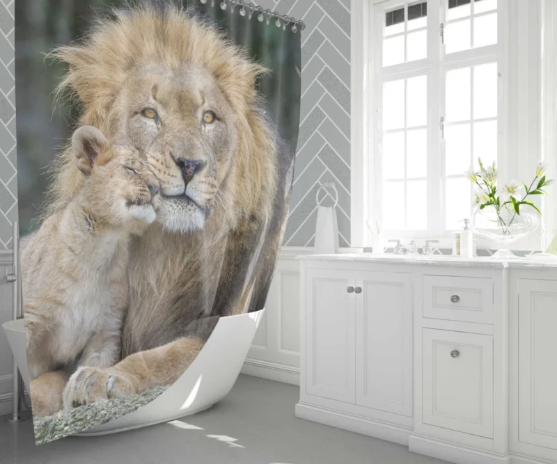 Lion and Cub Majestic Bond Shower Curtain 1