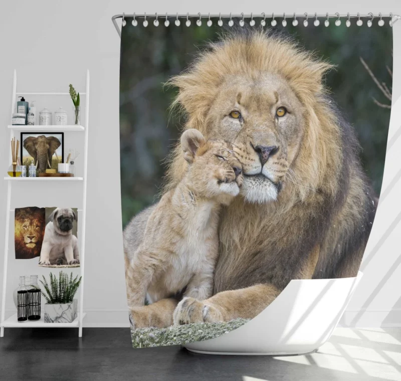 Lion and Cub Majestic Bond Shower Curtain