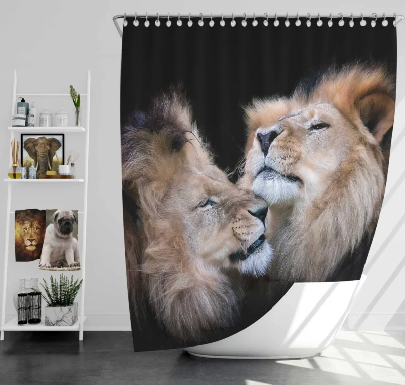 Lion in Golden Light Shower Curtain