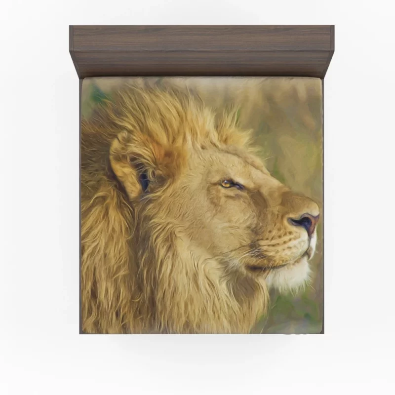 Lion in Oil Paint Filter Artistic Majesty Fitted Sheet 1