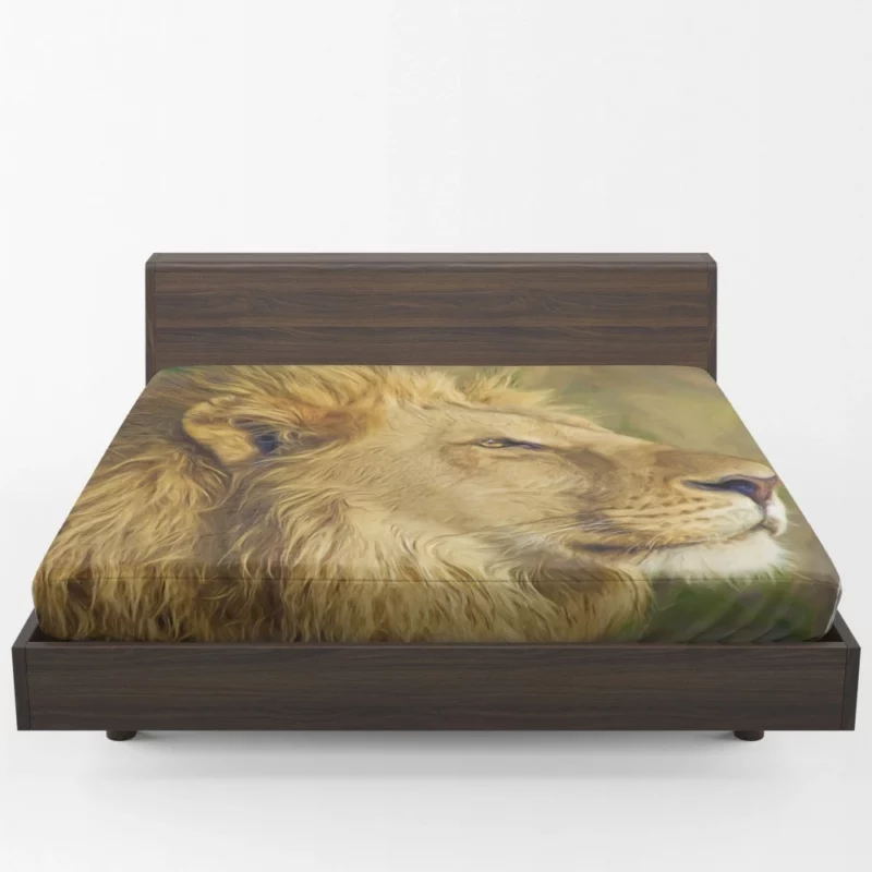 Lion in Oil Paint Filter Artistic Majesty Fitted Sheet