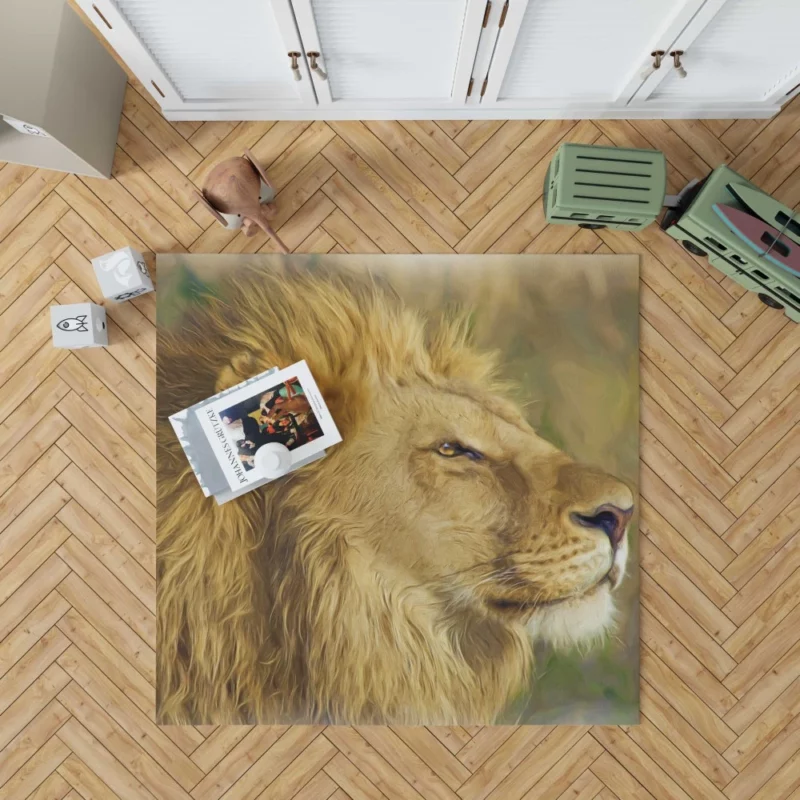 Lion in Oil Paint Filter Artistic Majesty Rug