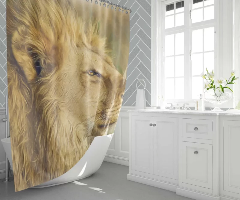 Lion in Oil Paint Filter Artistic Majesty Shower Curtain 1