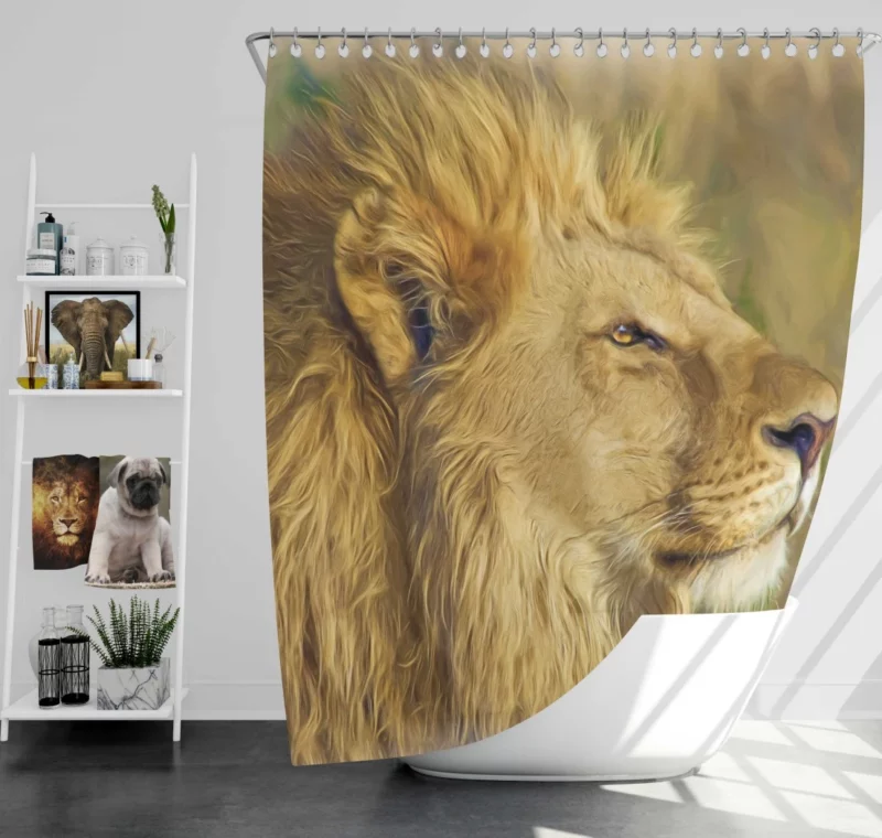 Lion in Oil Paint Filter Artistic Majesty Shower Curtain