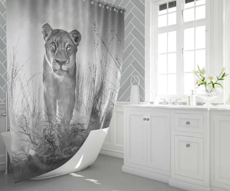 Lioness Graceful Queen of the Savannah Shower Curtain 1