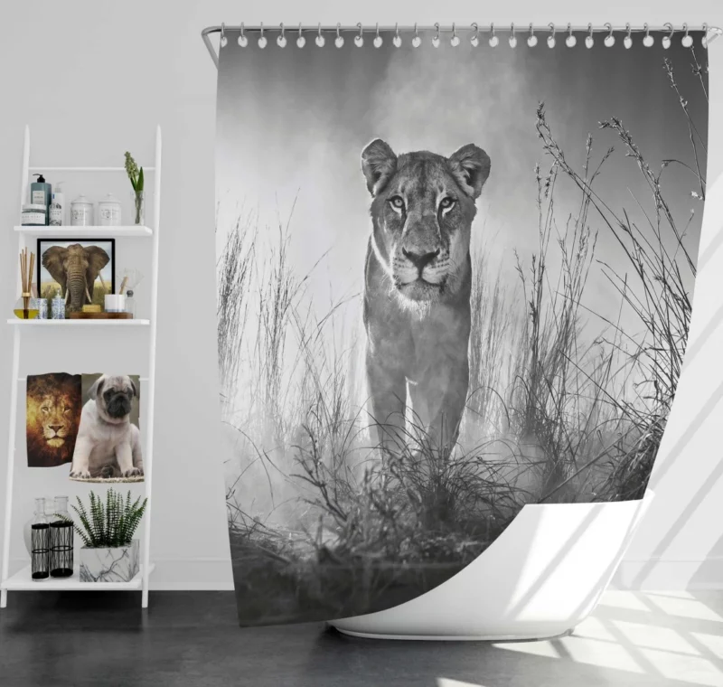 Lioness Graceful Queen of the Savannah Shower Curtain