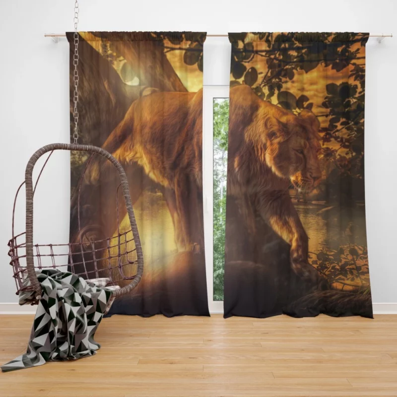 Lioness Vigil Guardian of Sunset Curtain