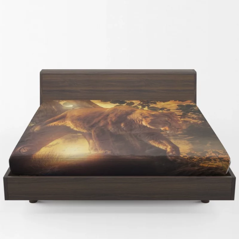 Lioness Vigil Guardian of Sunset Fitted Sheet