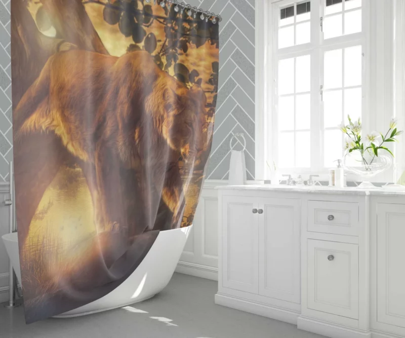 Lioness Vigil Guardian of Sunset Shower Curtain 1