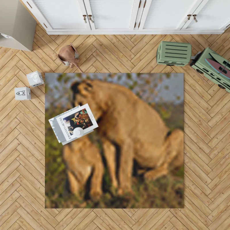 Lioness and Cub Loving Bond Rug