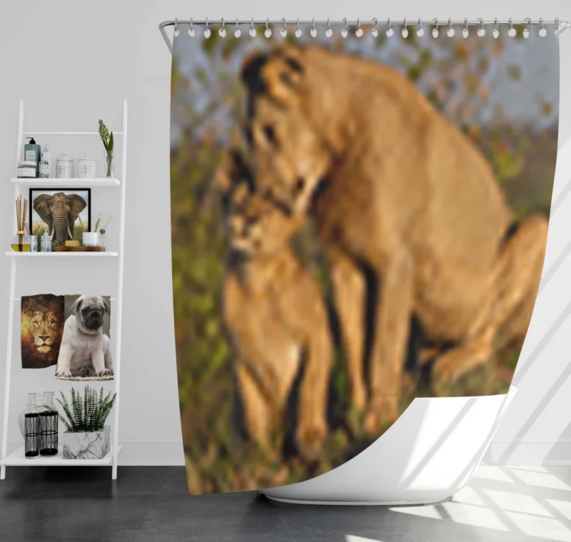 Lioness and Cub Loving Bond Shower Curtain