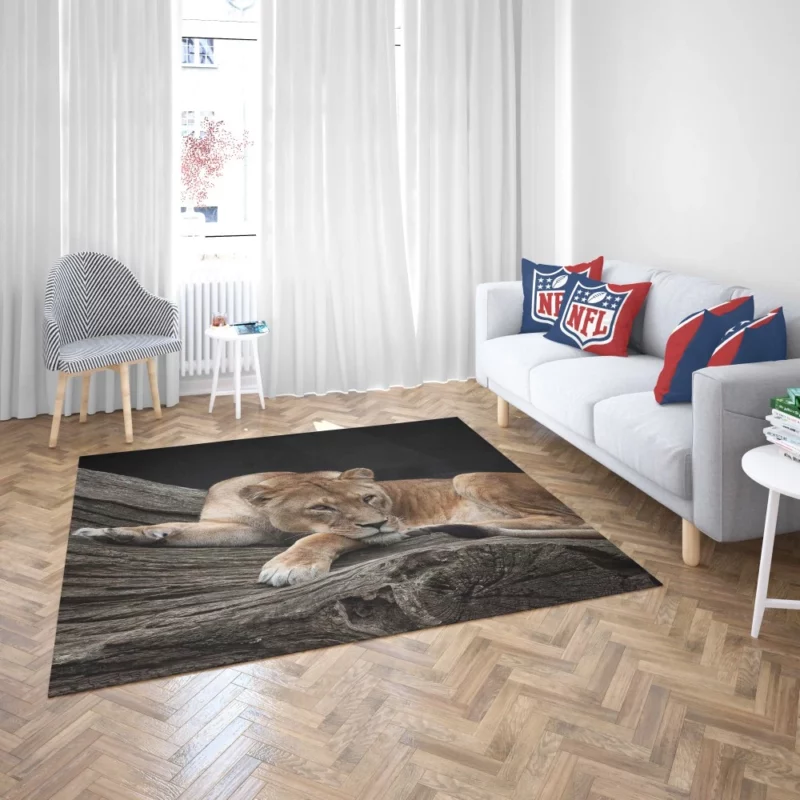 Lioness on Log Nature Majesty Rug 2