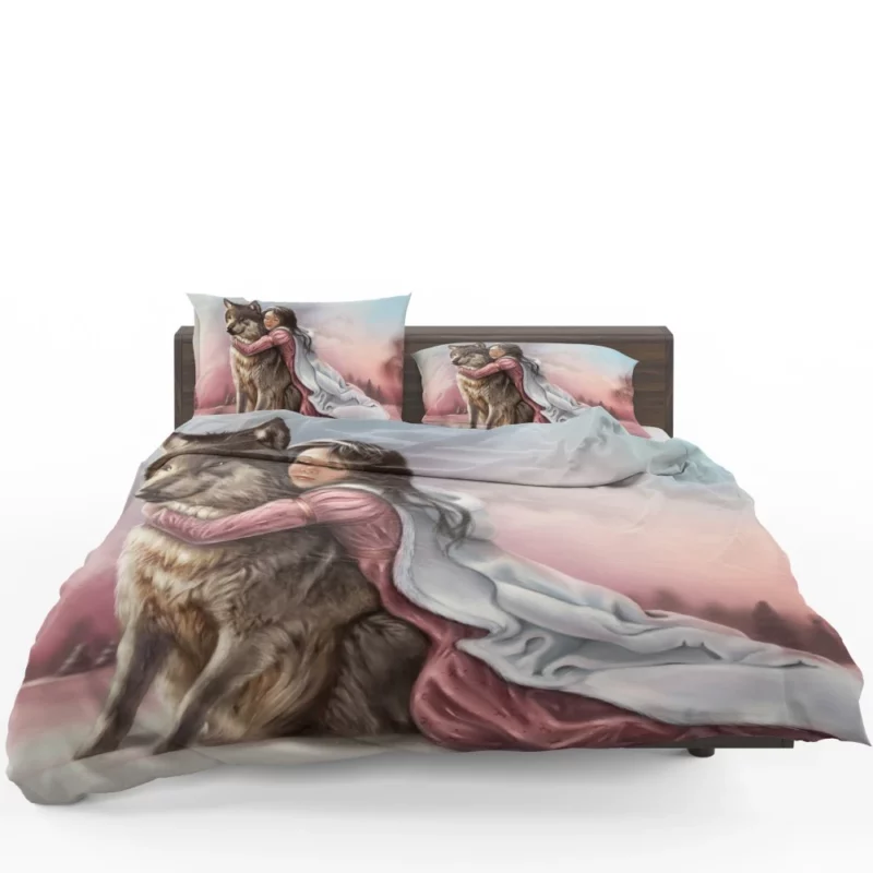 Little Girl and Wolf Unbreakable Bond Bedding Set